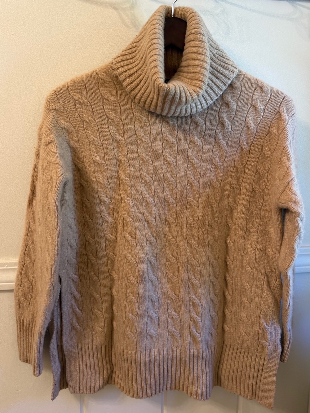 Polo Ralph Lauren Cashmere Cable-Knit Turtleneck Sweater XS Tan